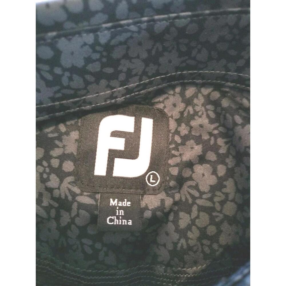 FootJoy FJ Men's Large Gray Floral Lisle Golf Polo Shirt Performance Trophy Logo - Picture 7 of 10